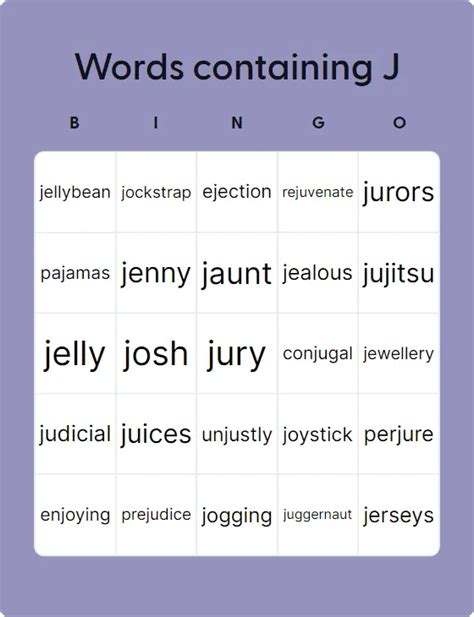words that contain the letter j|Iba pa.